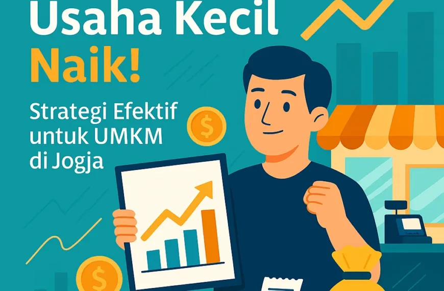 ilustrasi pemilik usaha kecil menghitung laba bisnis di Jogja